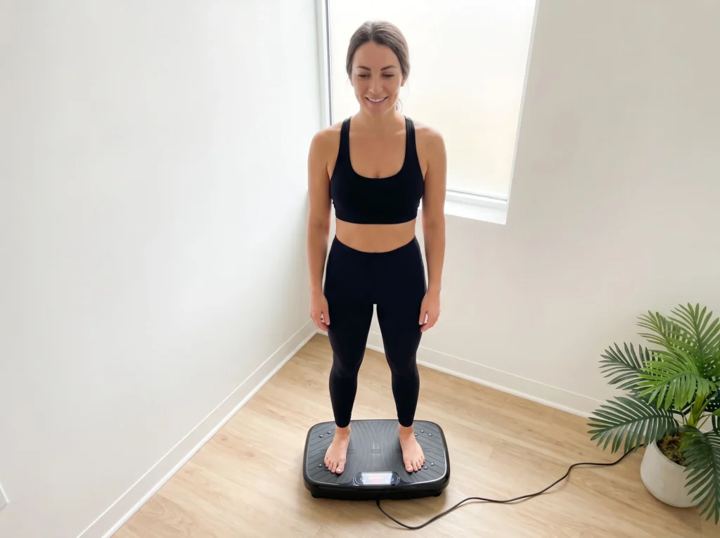 Whole body vibration plate session for muscle toning support in Lewisville TX