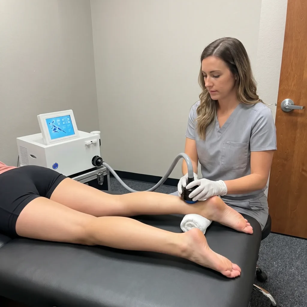 Patient receiving shockwave therapy treatment at Doctor Slim Med Spa in Lewisville TX